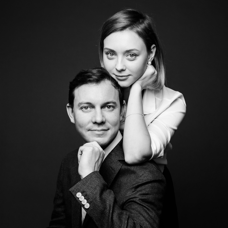 Studio Couple Portrait In Black And White Photography